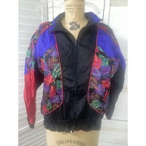 Vintage 80s Active Studio Windbreaker Jacket Colorblock Hip Hop Sz Med